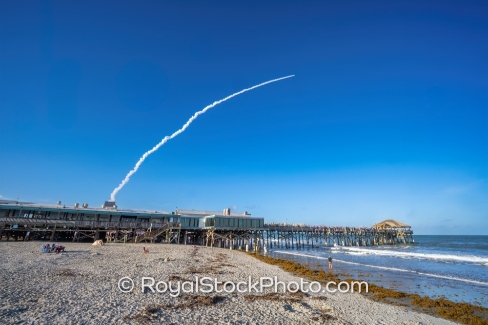 Artemis II Rocket Launch Captivating Cocoa Beach Pier Scene Highlights Local Culture During a Stunning Sunset on Meade Avenue 20260401