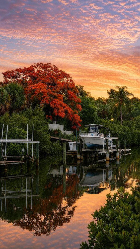 Mackerel Sunrise Reflections Over Canal in North Palm Beach Florida 20260530